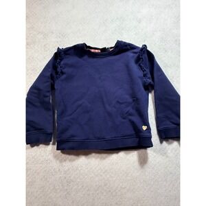 Babyface Kids Navy Blue Ruffle Shoulder‎ Sweatshirt Heart Charm Size 3YR